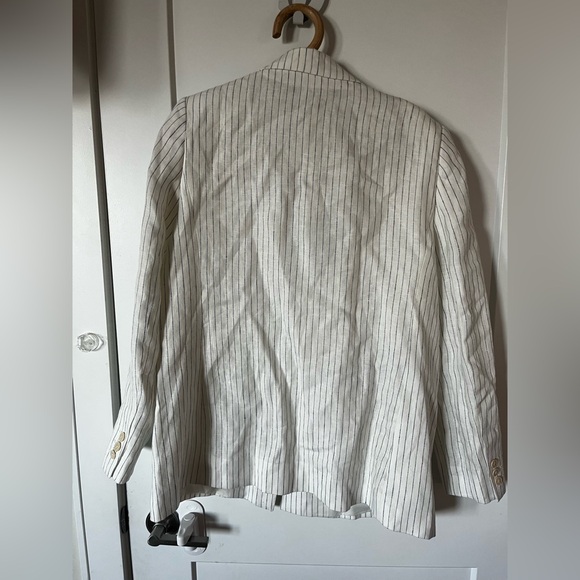 NWT Linen Mango White Pinstripe Blazer - Picture 3 of 7